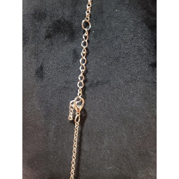 Womens Long Silver Chain Necklace With Blue Teardrop Crystal Charms Lobster Lock - Picture 7 of 7